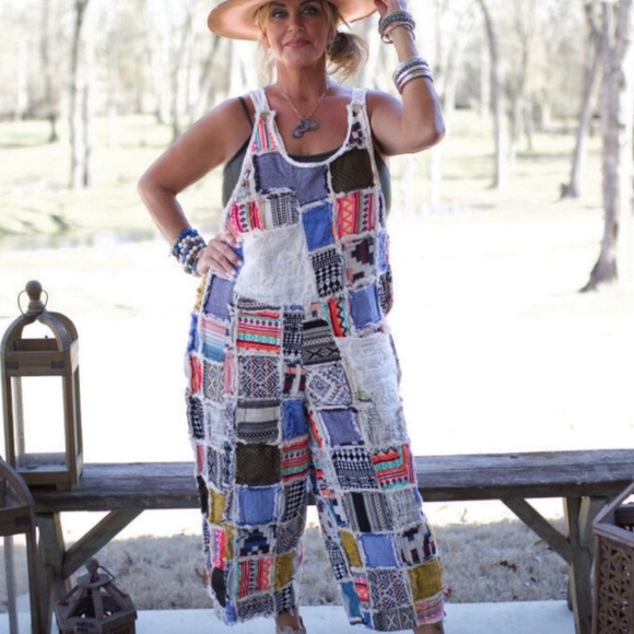 Jaded Gypsy Pants - Jaded Gypsy / Patchwork of many colors overalls / Boho  Jumpsuit nwt
